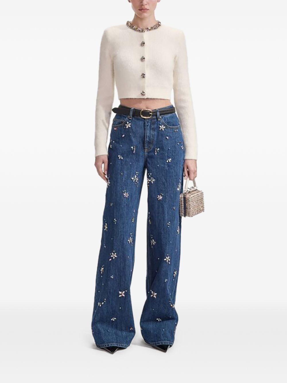 crystal-embellished jeans - 2