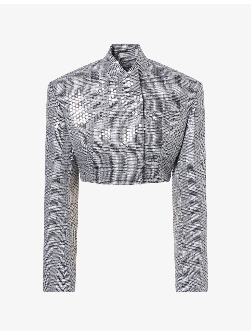 Sequin-Embellished Cropped Wool Jacket - 1
