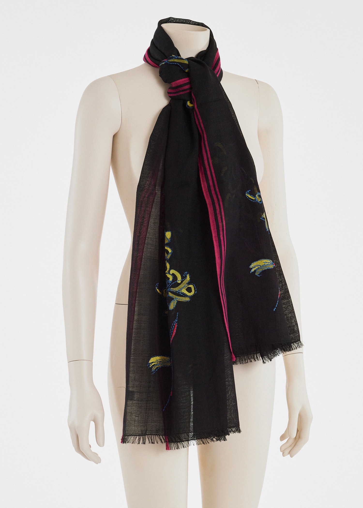 Women's Black 'Ruth Floral' Embroidered Scarf - 5