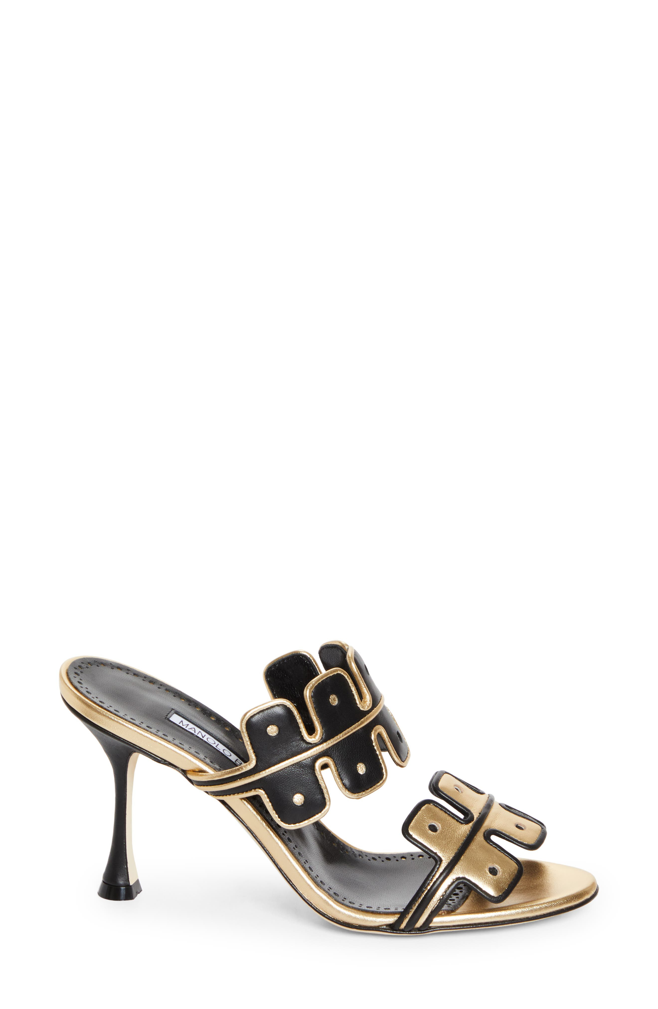 Manolo Blahnik Aplinanu Sandal in Gold7103/blck0015 at Nordstrom - 3