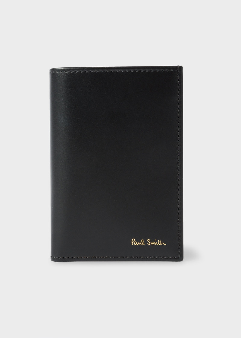 Black 'Signature Stripe' Interior Leather Credit Card Wallet 1