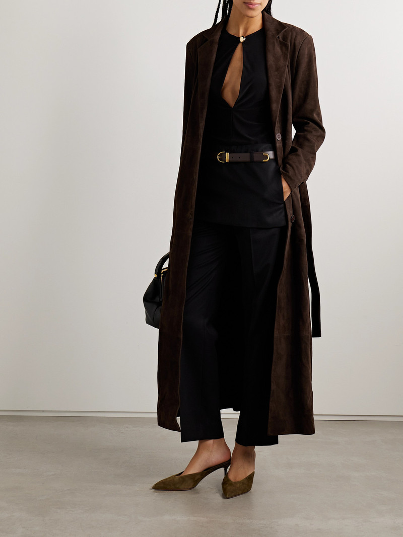 NOUR HAMMOUR Vesper Belted Suede Coat outlook