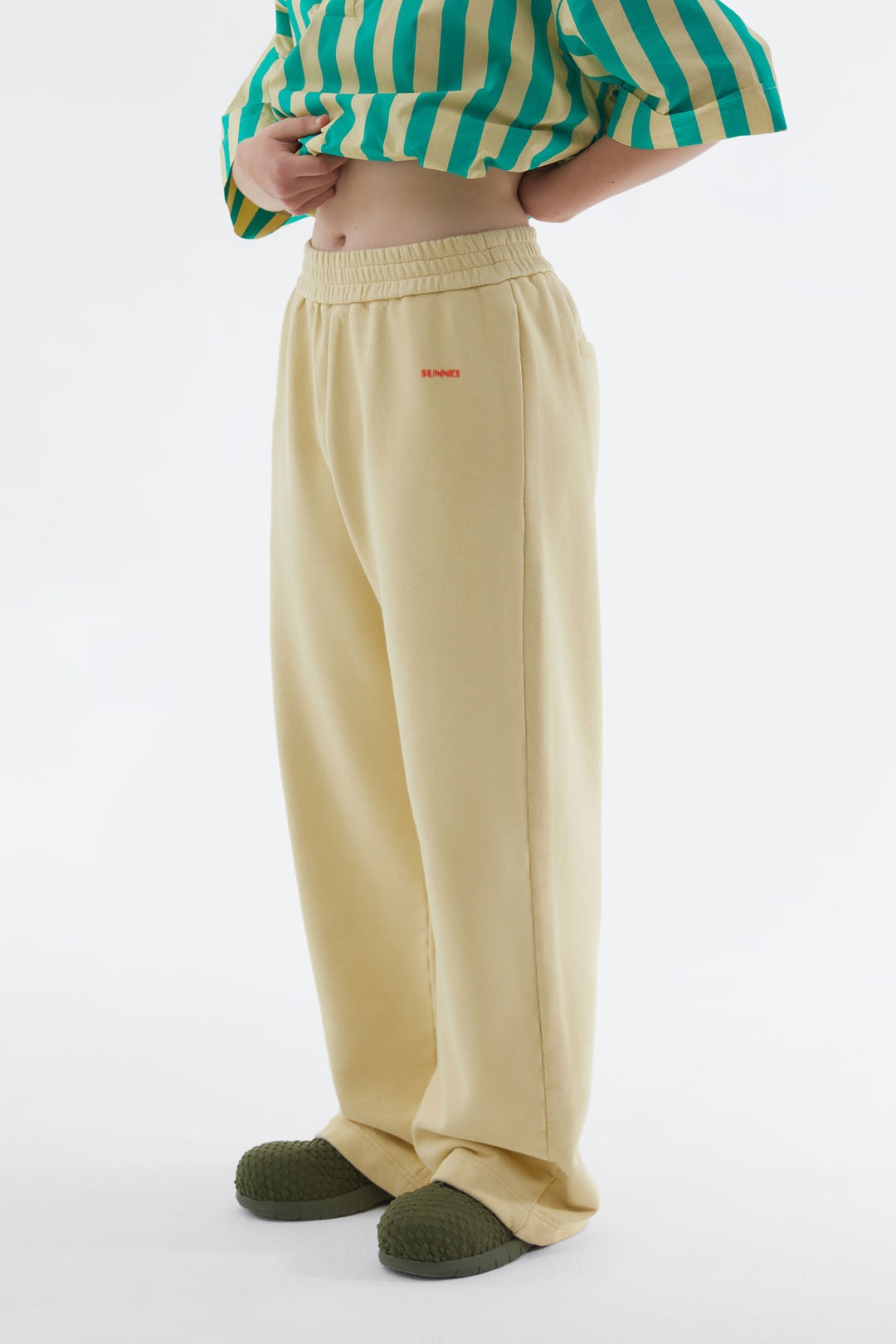 LIGHT YELLOW ELASTIC PANTS - 2