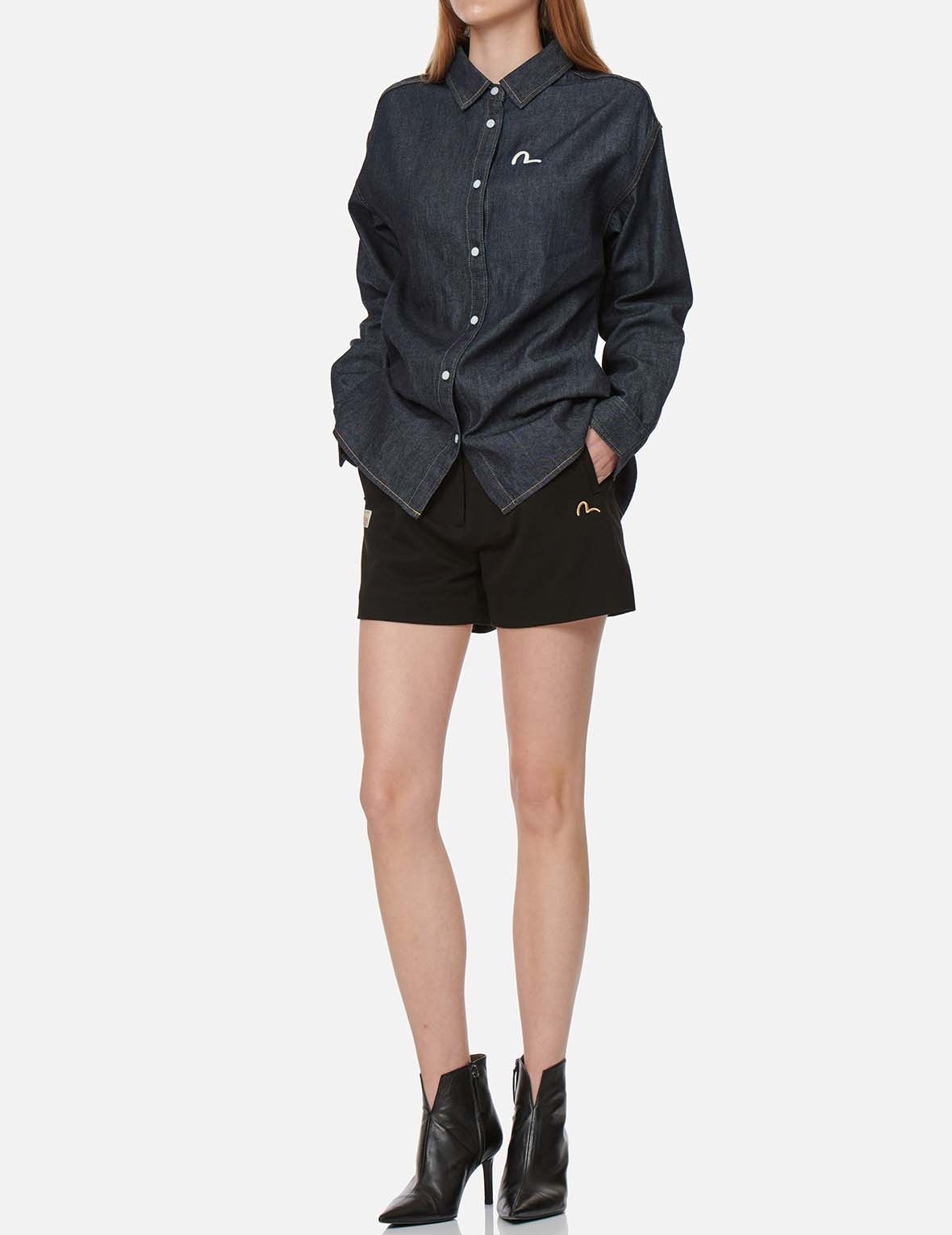 SEAGULL EMBROIDERED WOOL SHORTS - 6