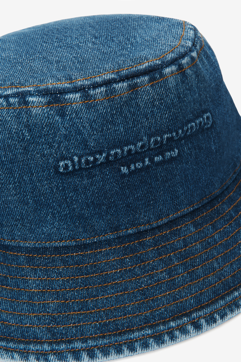 Alexander Wang embossed bucket hat in denim outlook