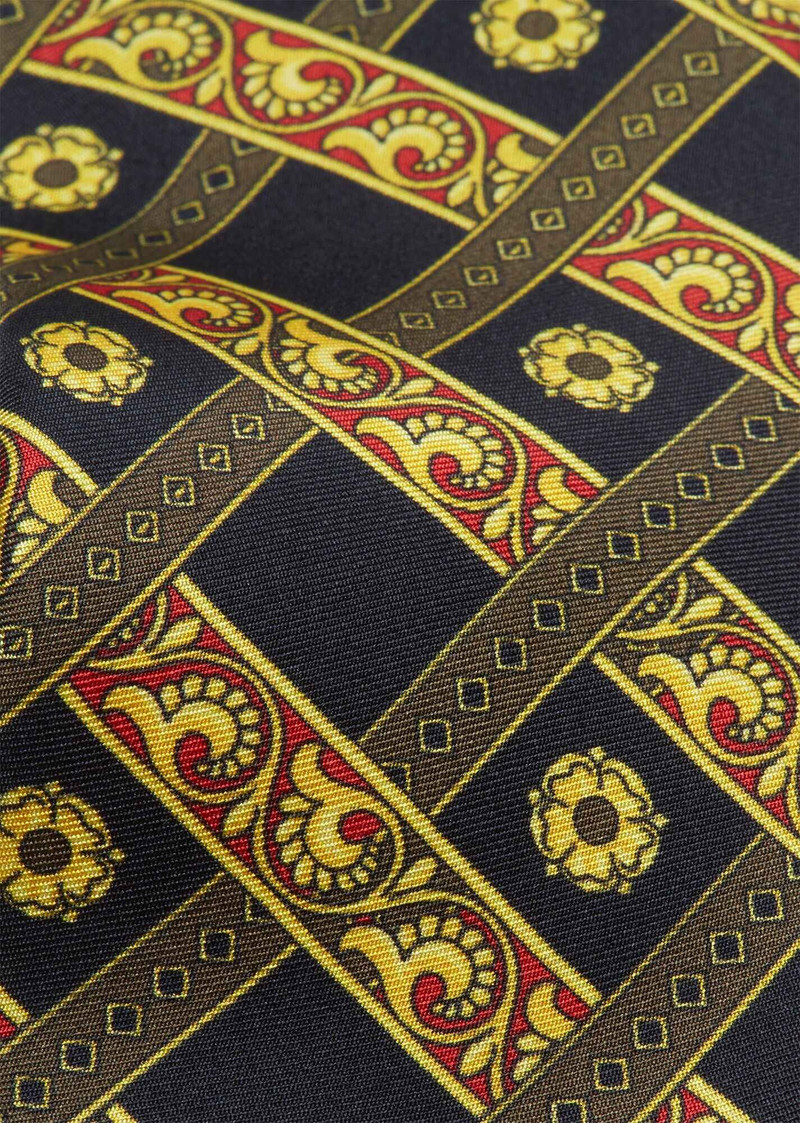 VERSACE Quadri Barocco Print Silk Tie outlook