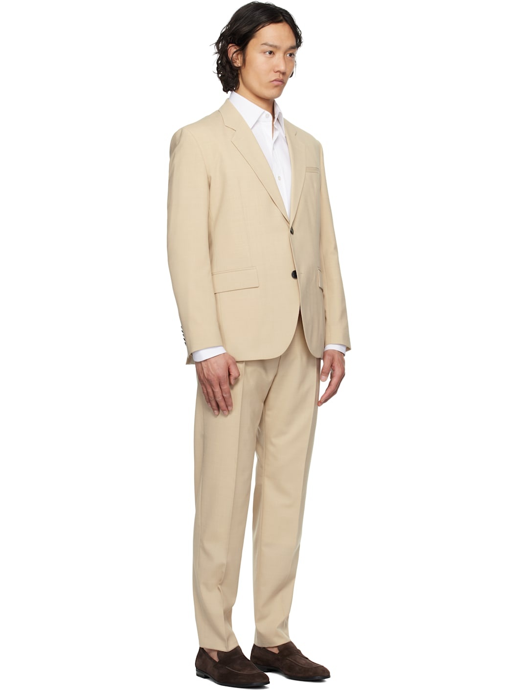 Beige Single-Breasted Suit - 2
