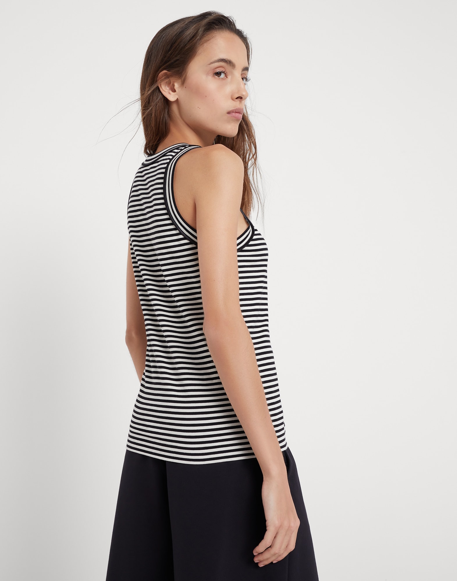 Cotton striped jersey top with monili - 2