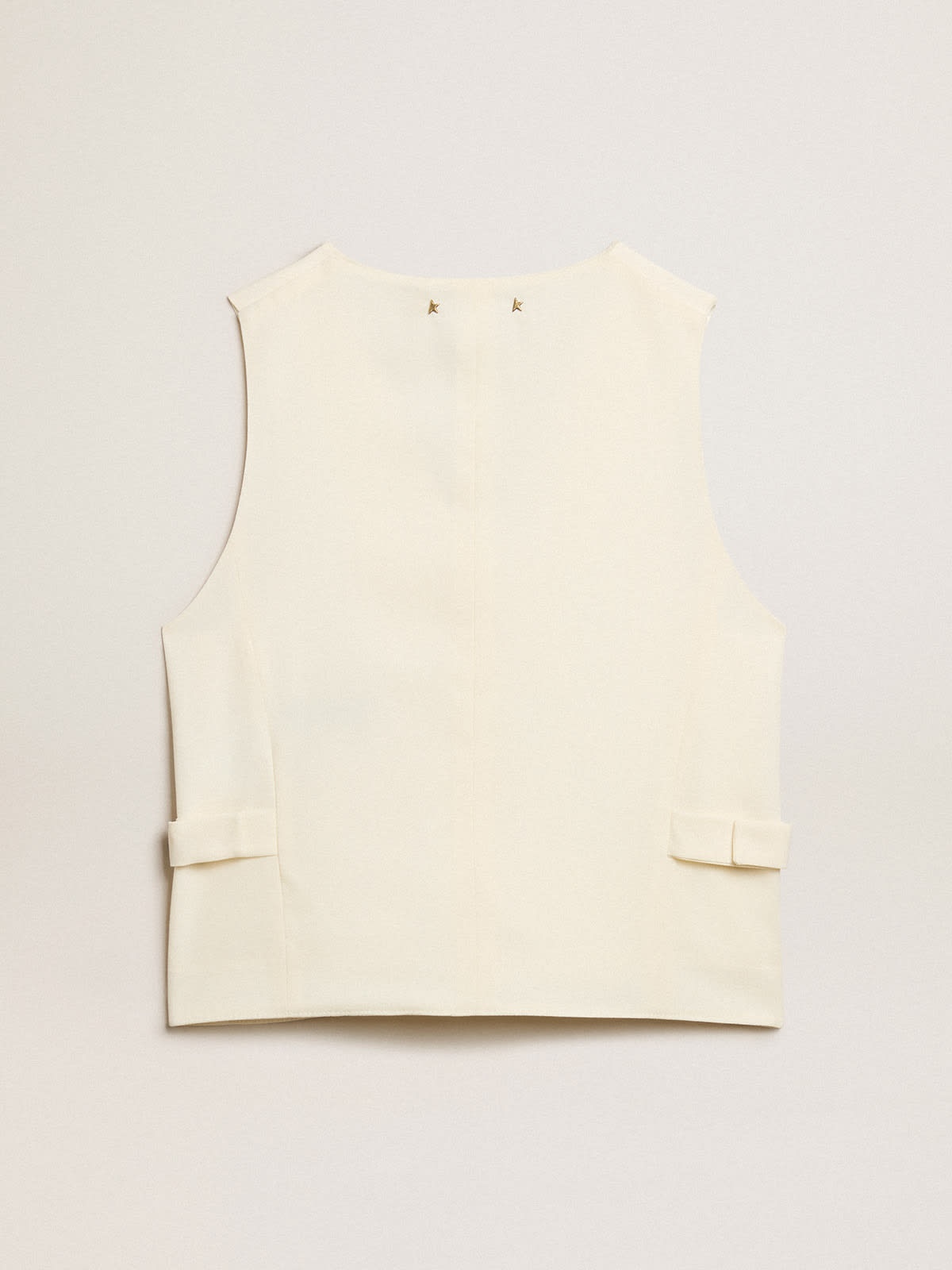 Women's aged white V-neck gilet - 5
