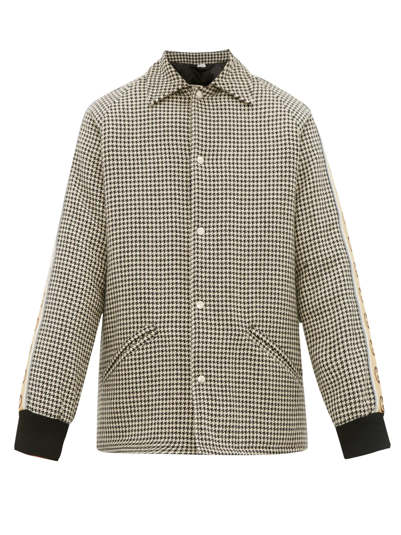 GG-striped houndstooth overcoat - 1