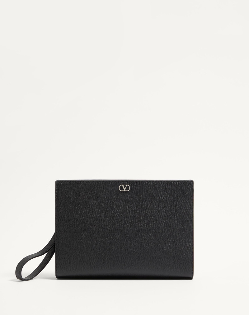 VALENTINO GARAVANI VLOGO SIGNATURE GRAINY CALFSKIN POUCH - 1