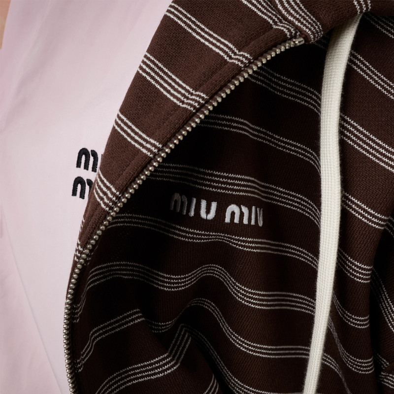 Striped cotton fleece hoodie jacket 4