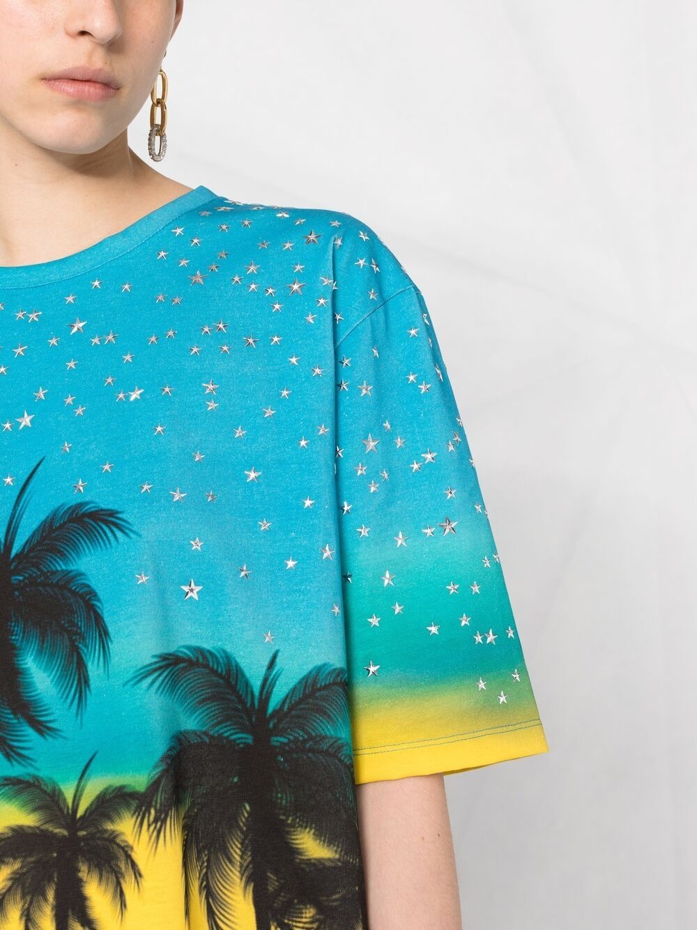oversized palm print T-shirt - 3