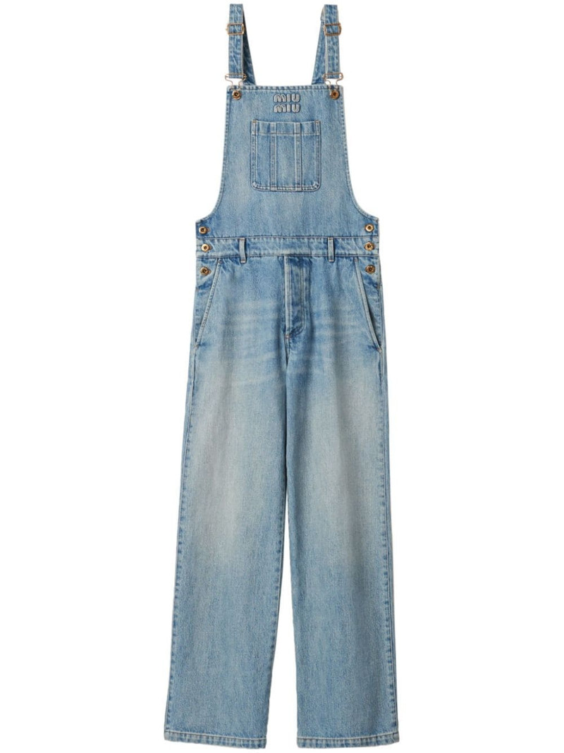 appliquÃ©-logo denim overalls 1