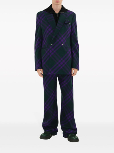 Burberry double-breasted plaid wool blazer outlook