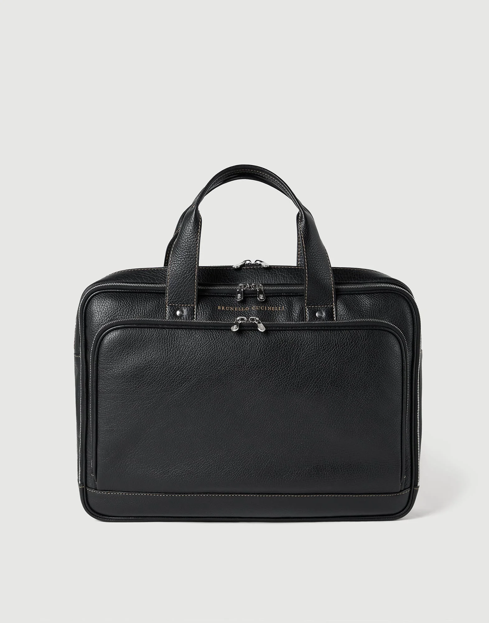 Grained calfskin briefcase with zipper - 1