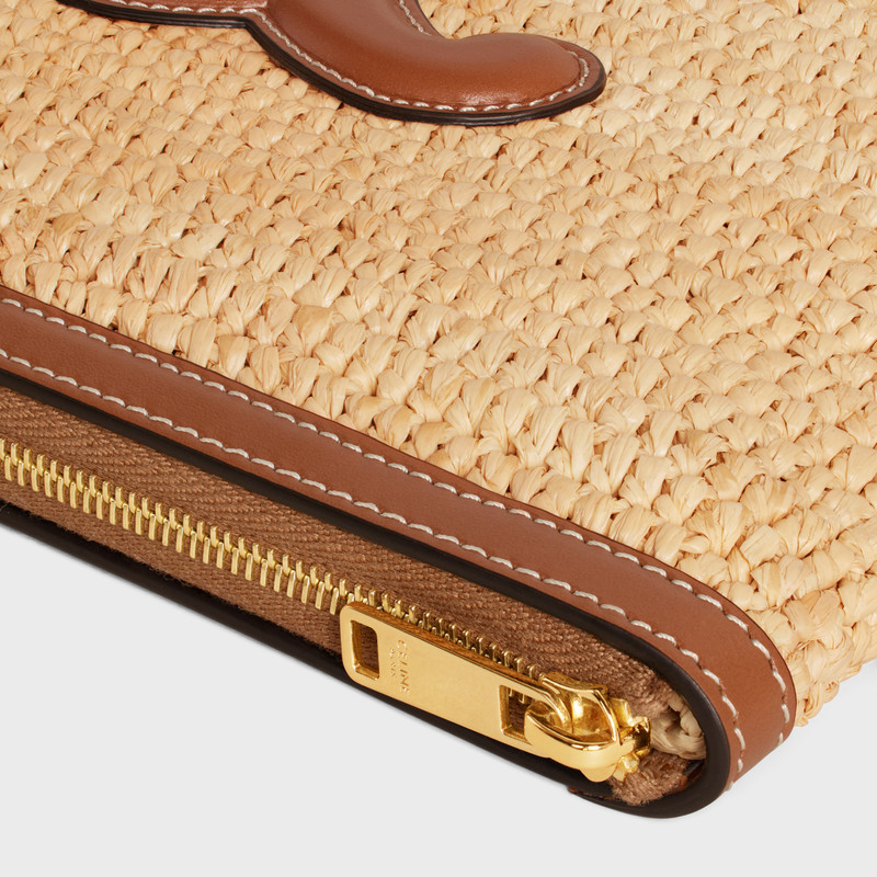 Small Pouch with strap CUIR TRIOMPHE in RAFFIA AND CALFSKIN 5