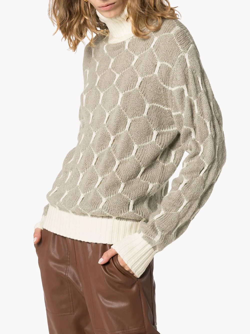 intarsia knit honeycomb jumper - 3