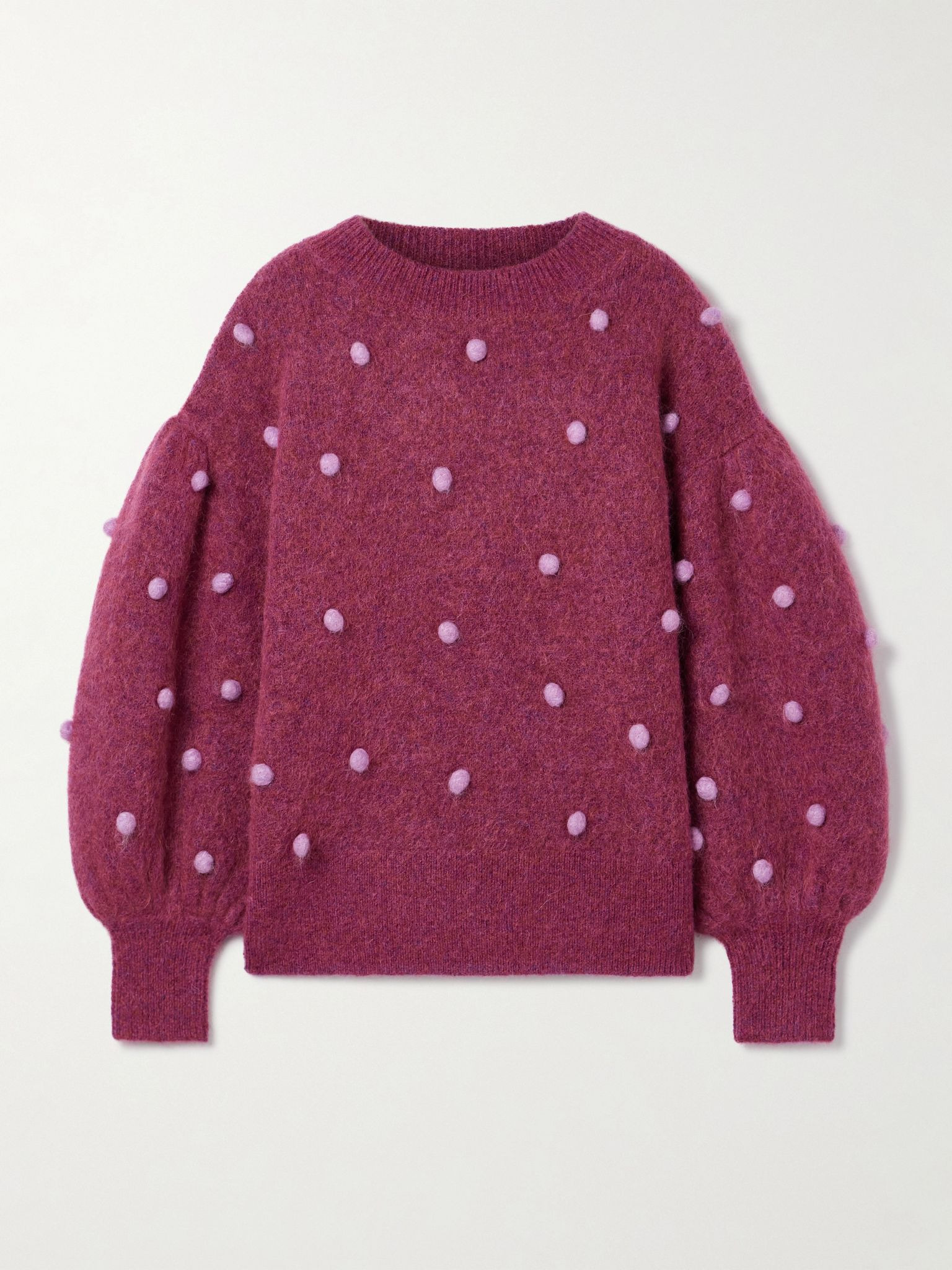 Elia pompom-embellished knitted sweater Purple - 1