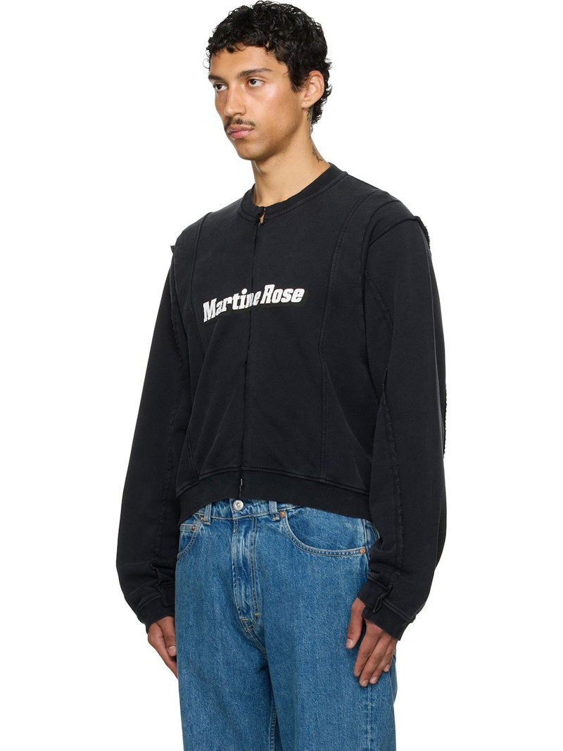 Martine Rose SSENSE Exclusive Black Shrunken Zip-Up Sweatshirt outlook