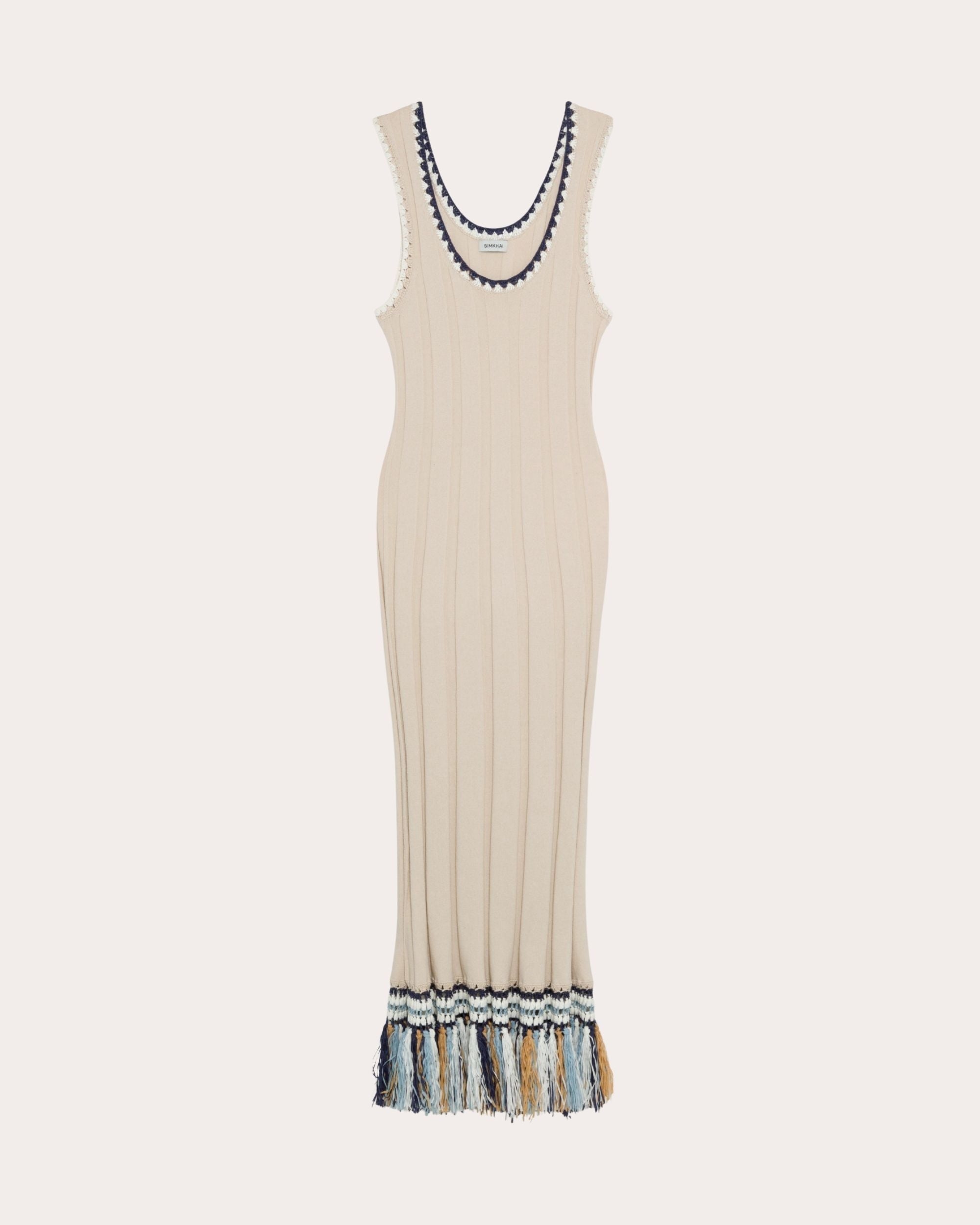 Julianna Ribbed Crochet-Trim Fringed Tank Dress - 5