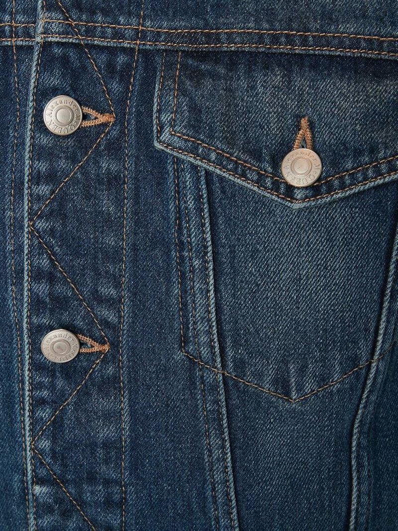 Mcqueen Graffiti Denim Jacket in Washed Blue 5