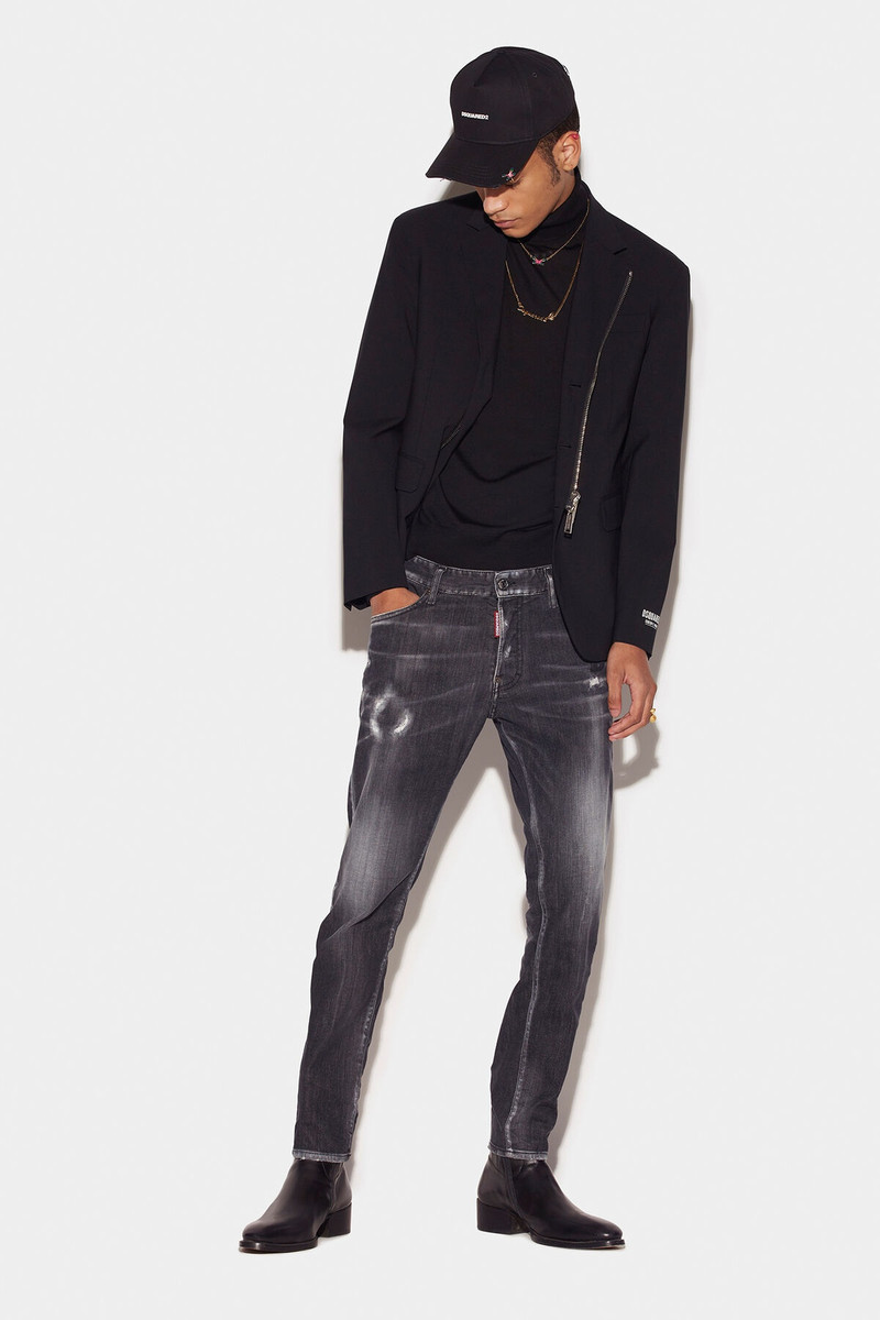 BLACK CLEAN WASH SKATER JEANS - 1