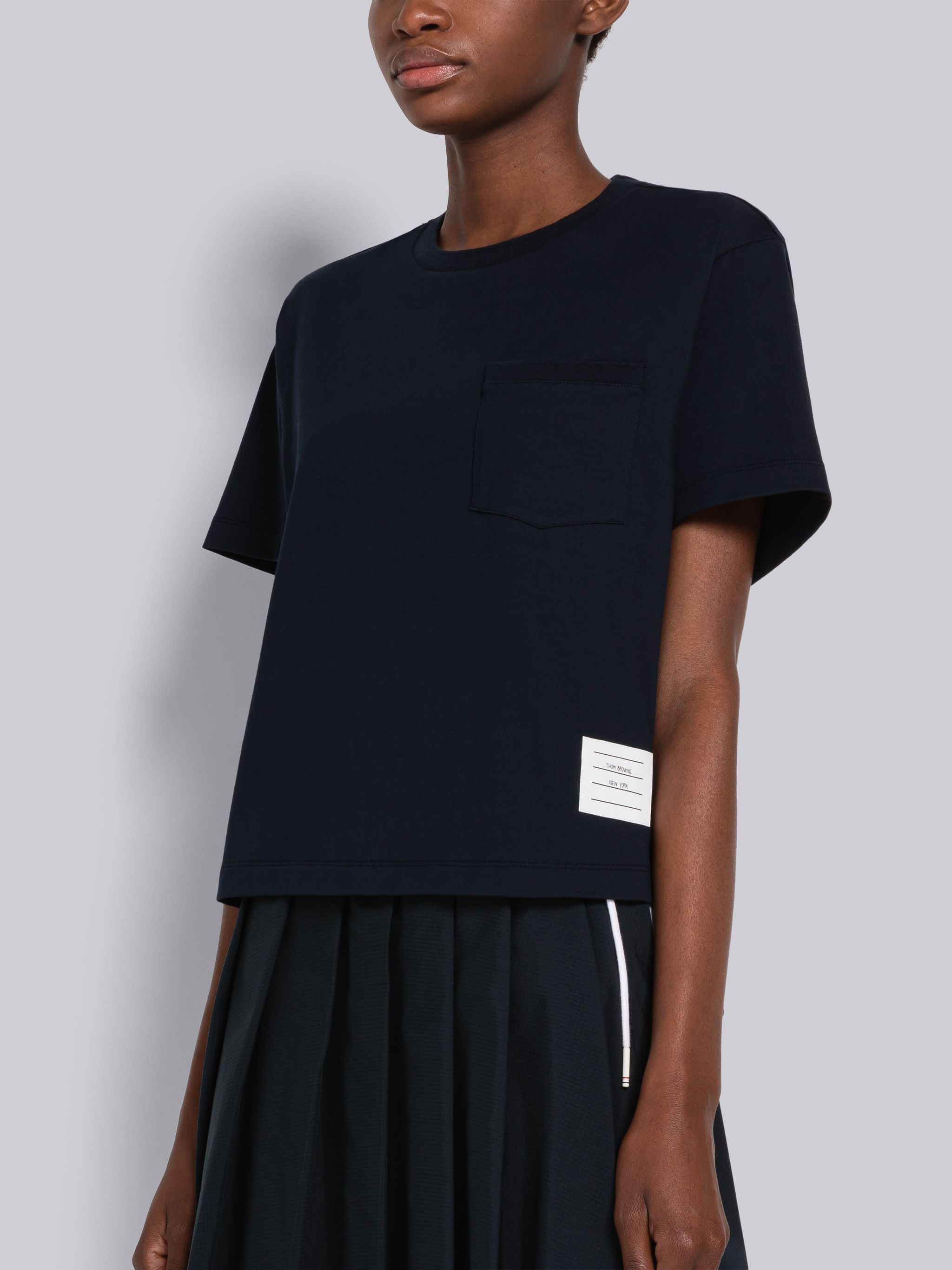 【THOM BROWNE】Pocket medium weight short sleeve T-shirt Thom Browne Short-Sleeve Logo Pocket T-Shirt - Bergdorf Goodman