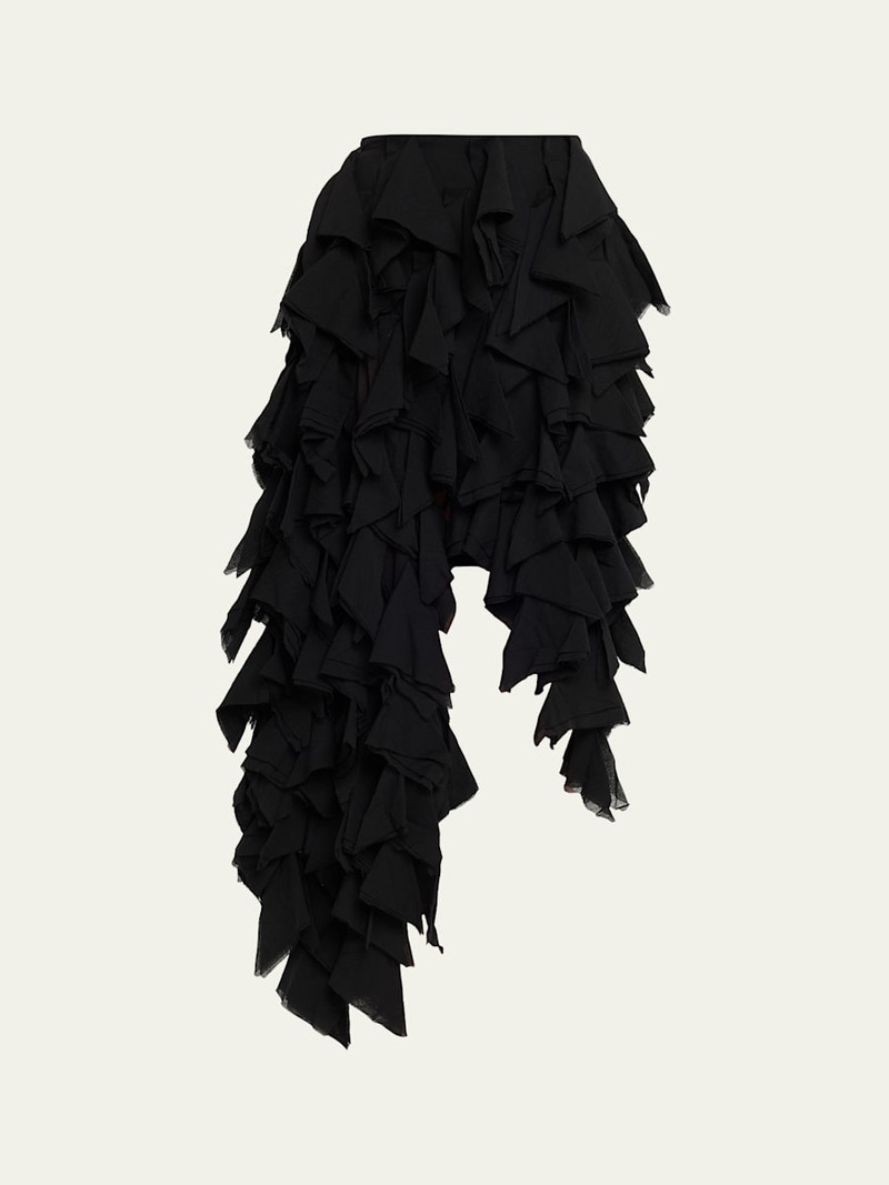 Asymmetric Cotton Ruffle Handkerchief Skirt 1