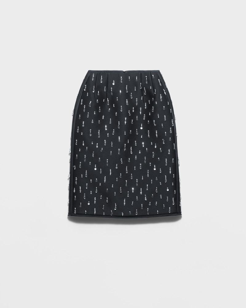 Embroidered scuba midi-skirt 1