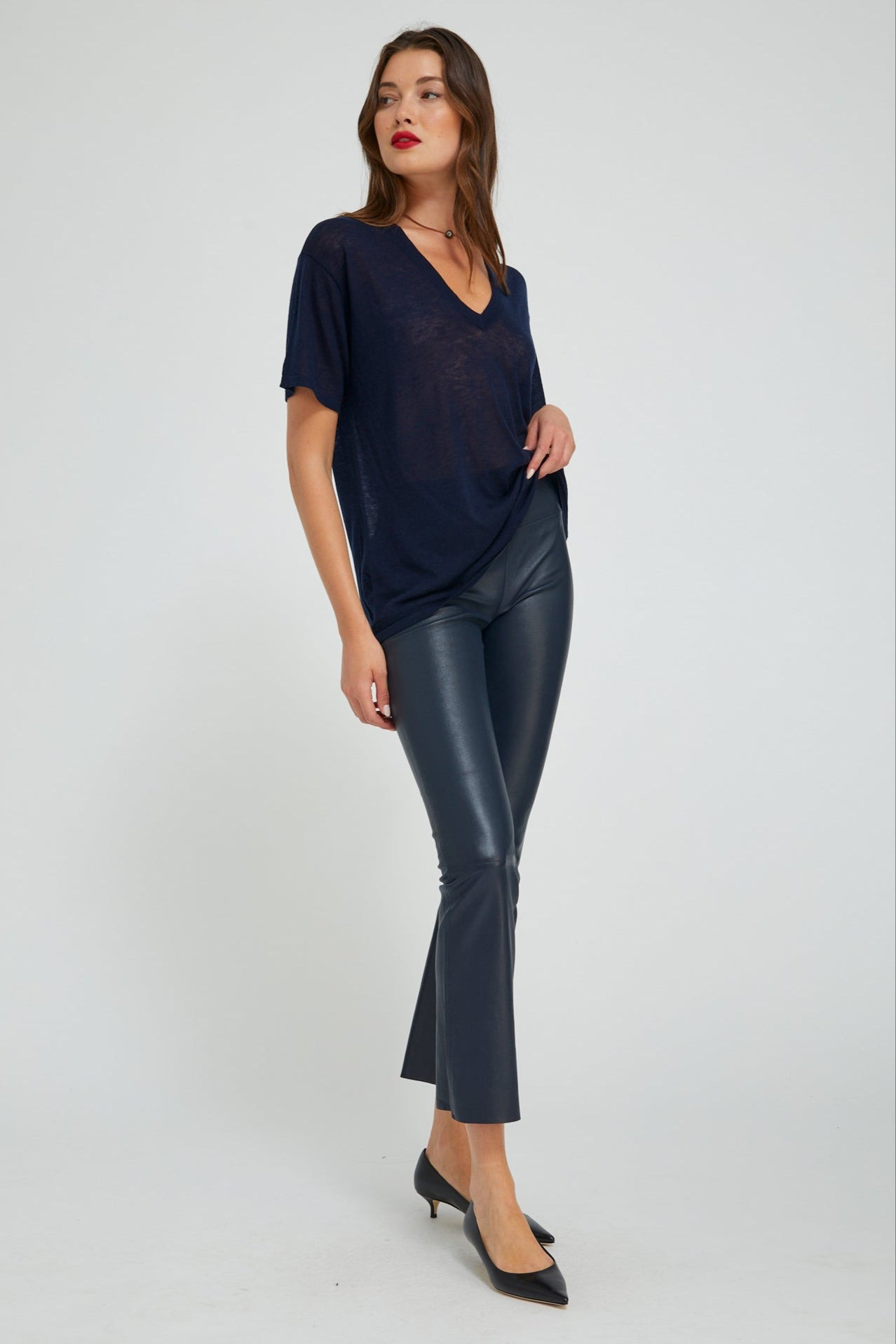 MIDNIGHT LEATHER ANKLE FLARE - 3