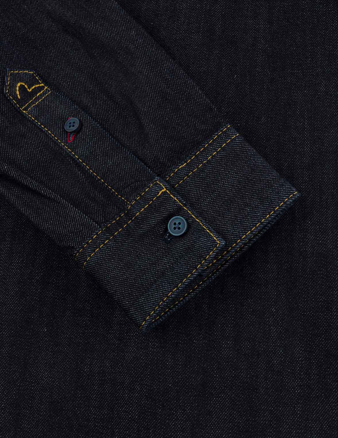 Seagull Embroidery Regular Fit Denim Long-sleeve Shirt - 12