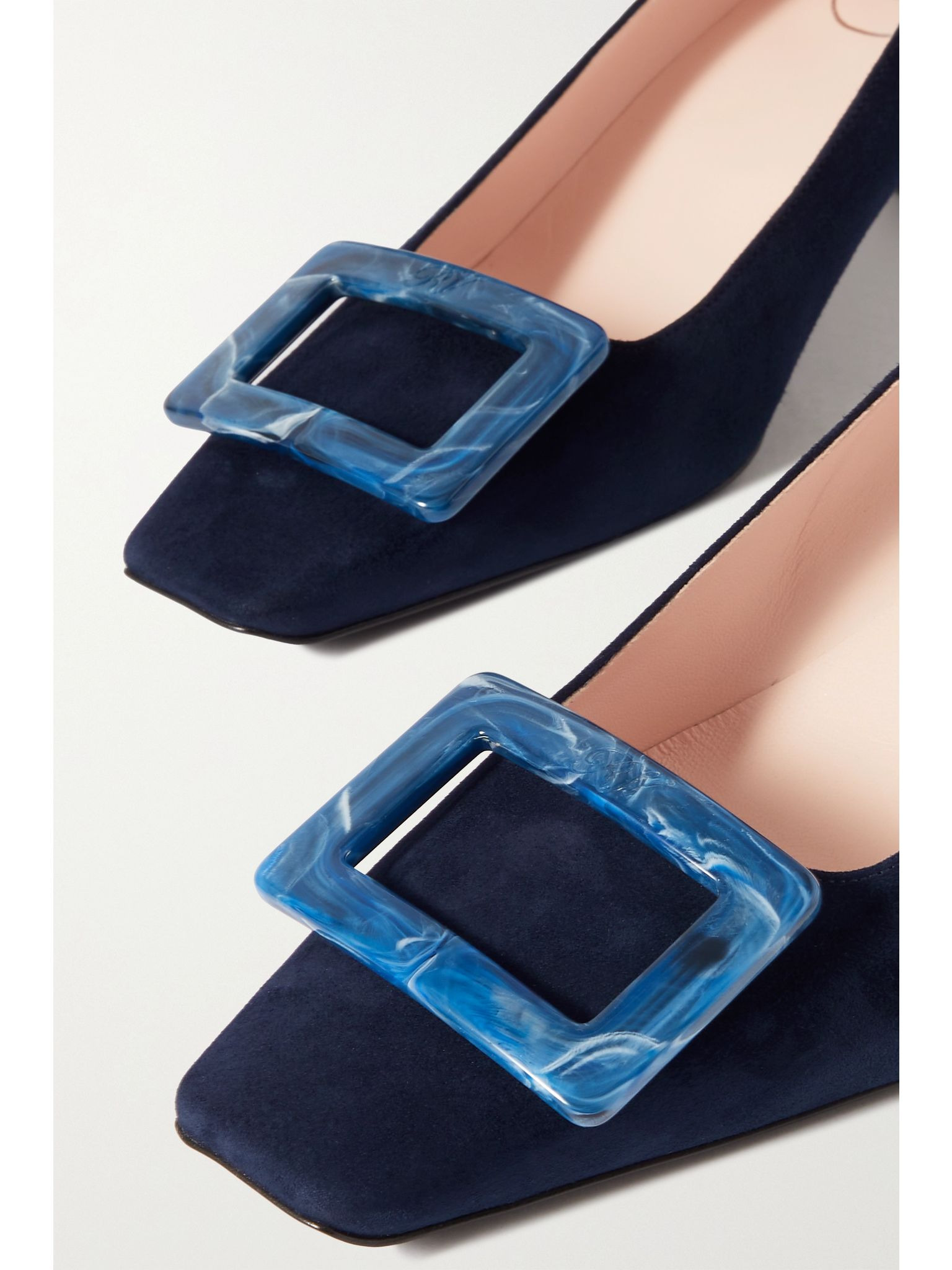 Belle Vivier 45 embellished suede pumps Navy - 4