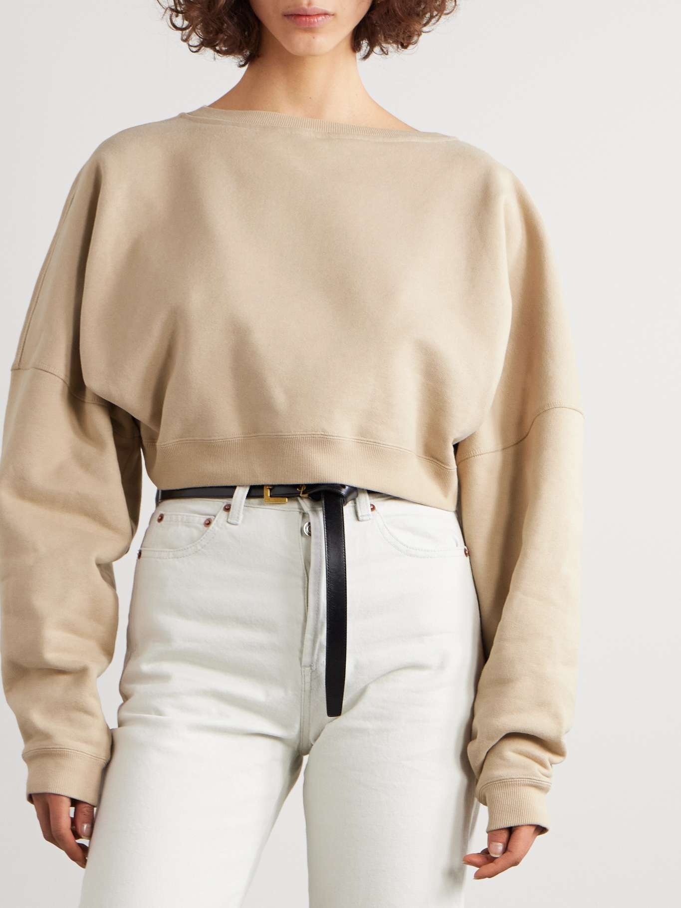 Cropped embroidered cotton-jersey sweater - 3