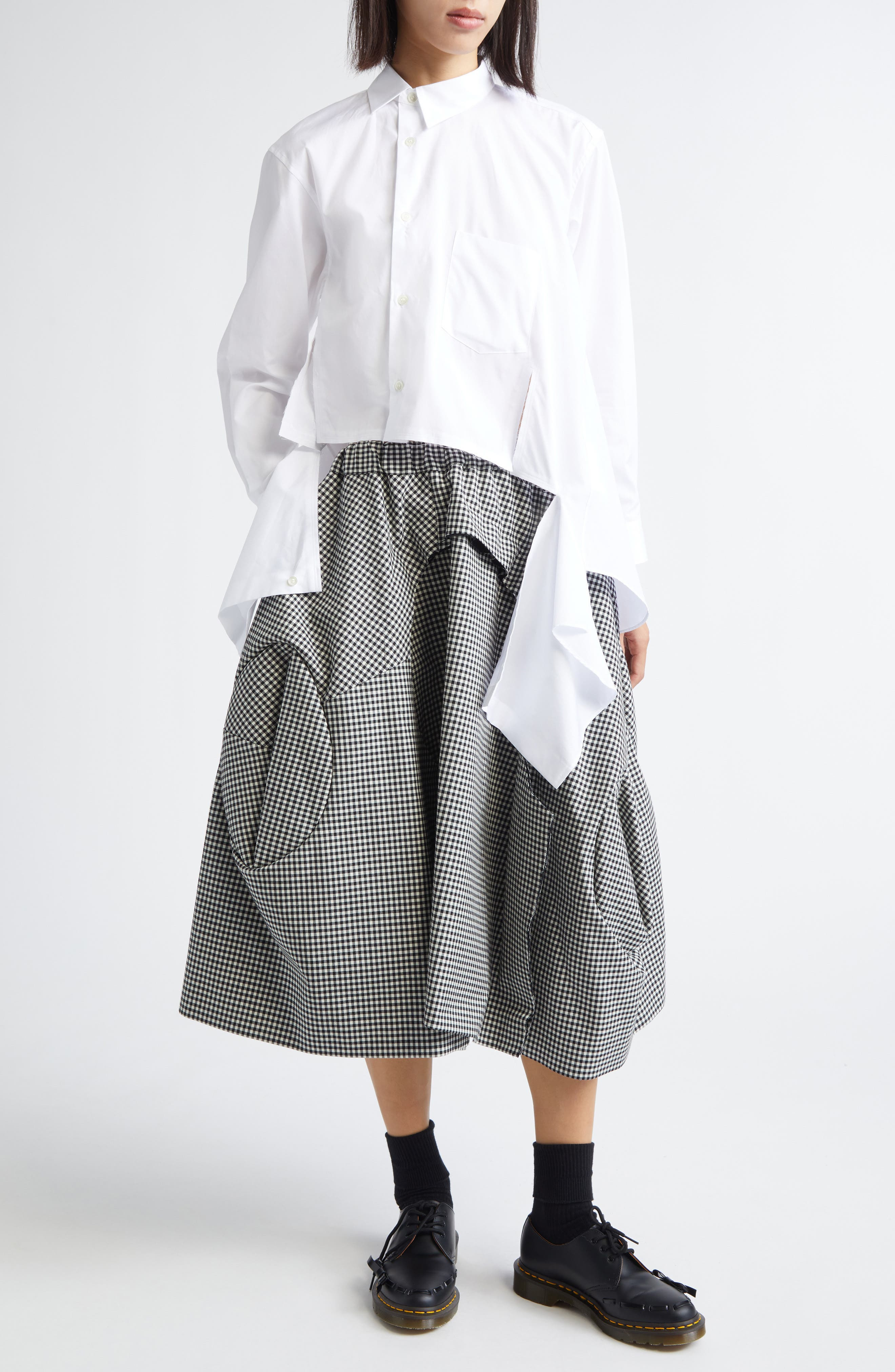 Comme des Garçons Asymmetric Cutout Cotton Broadcloth Button-Up Shirt in White at Nordstrom - 3
