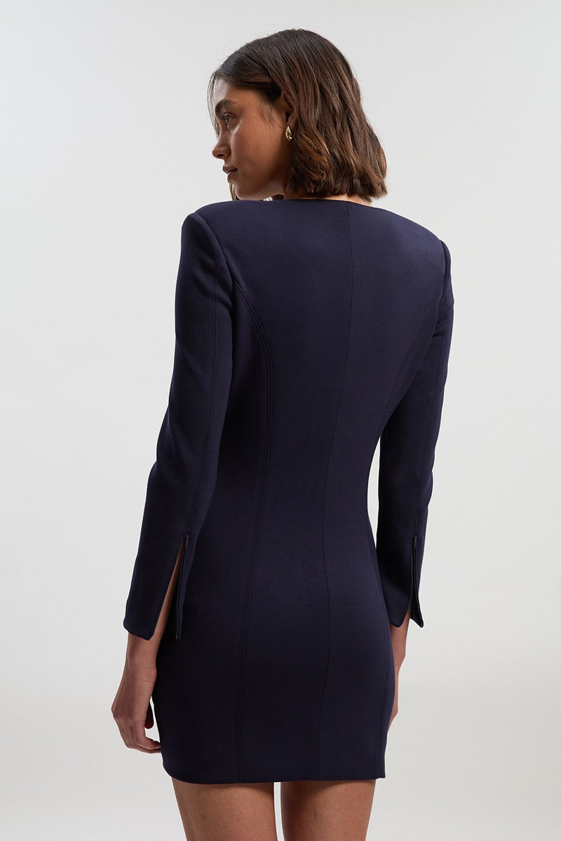 Scuba Scoop Neck Long Sleeve Mini Dress 5