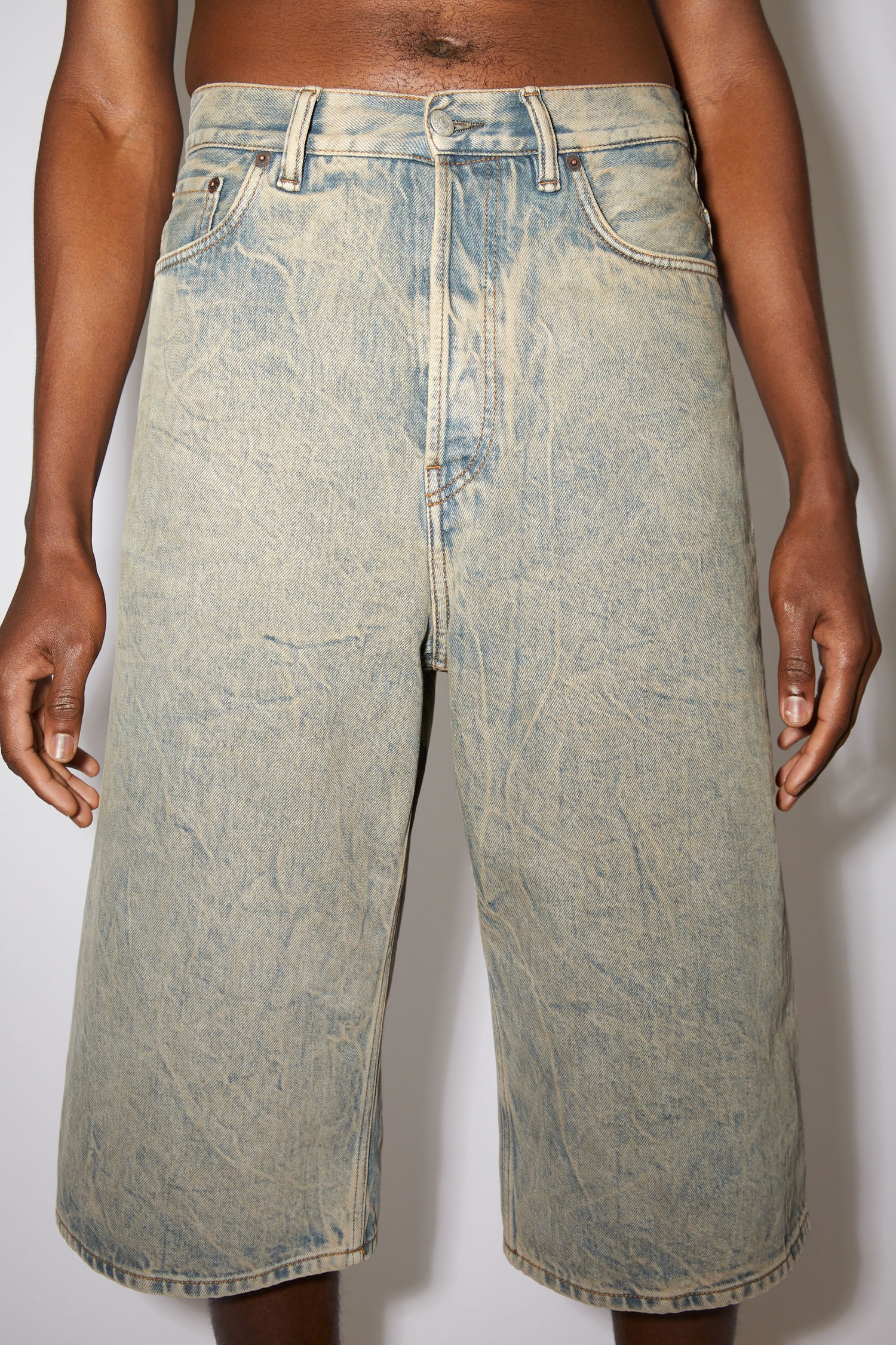 Organic denim shorts - Light blue/brown - 6