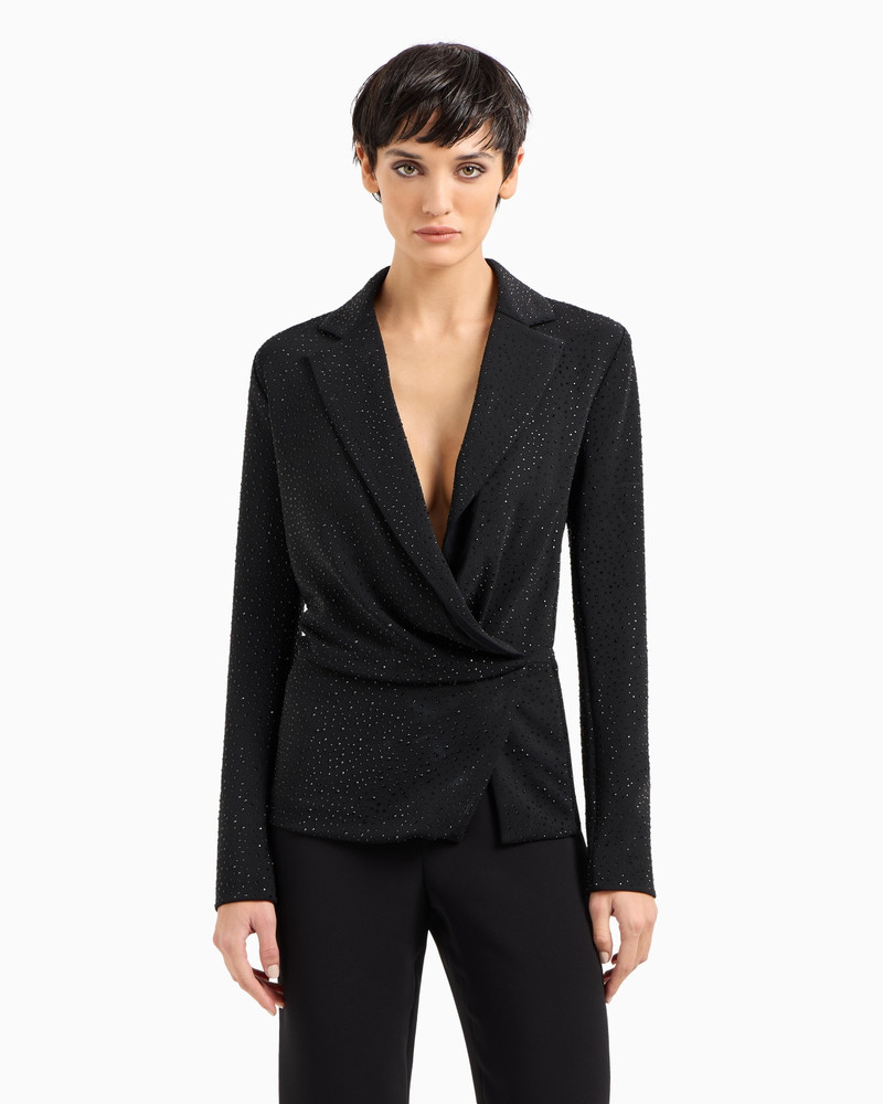 GIORGIO ARMANI ASV viscose single-breasted jacket with all-over embroidery outlook