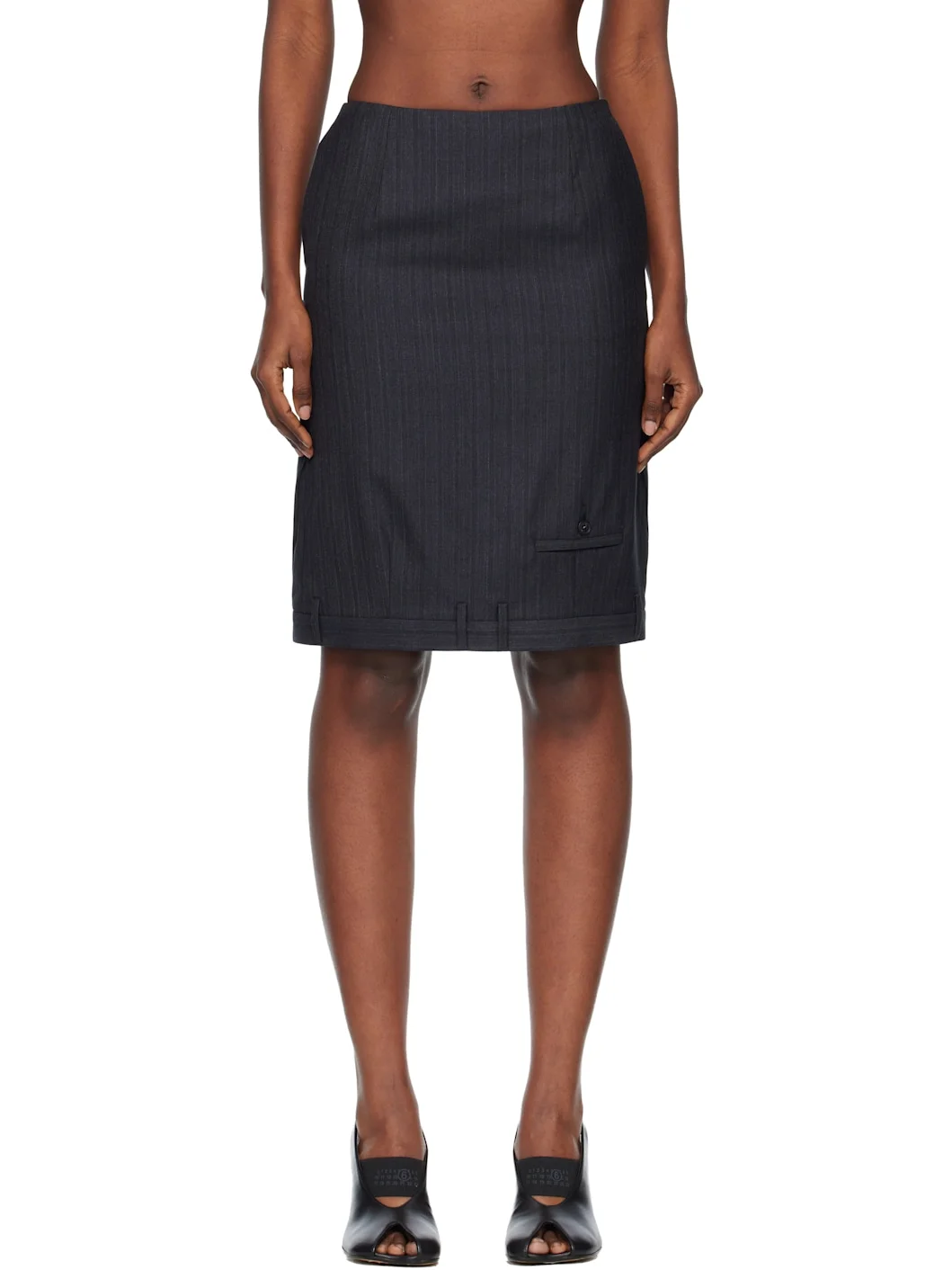 Black Virgin Wool Miniskirt - 1