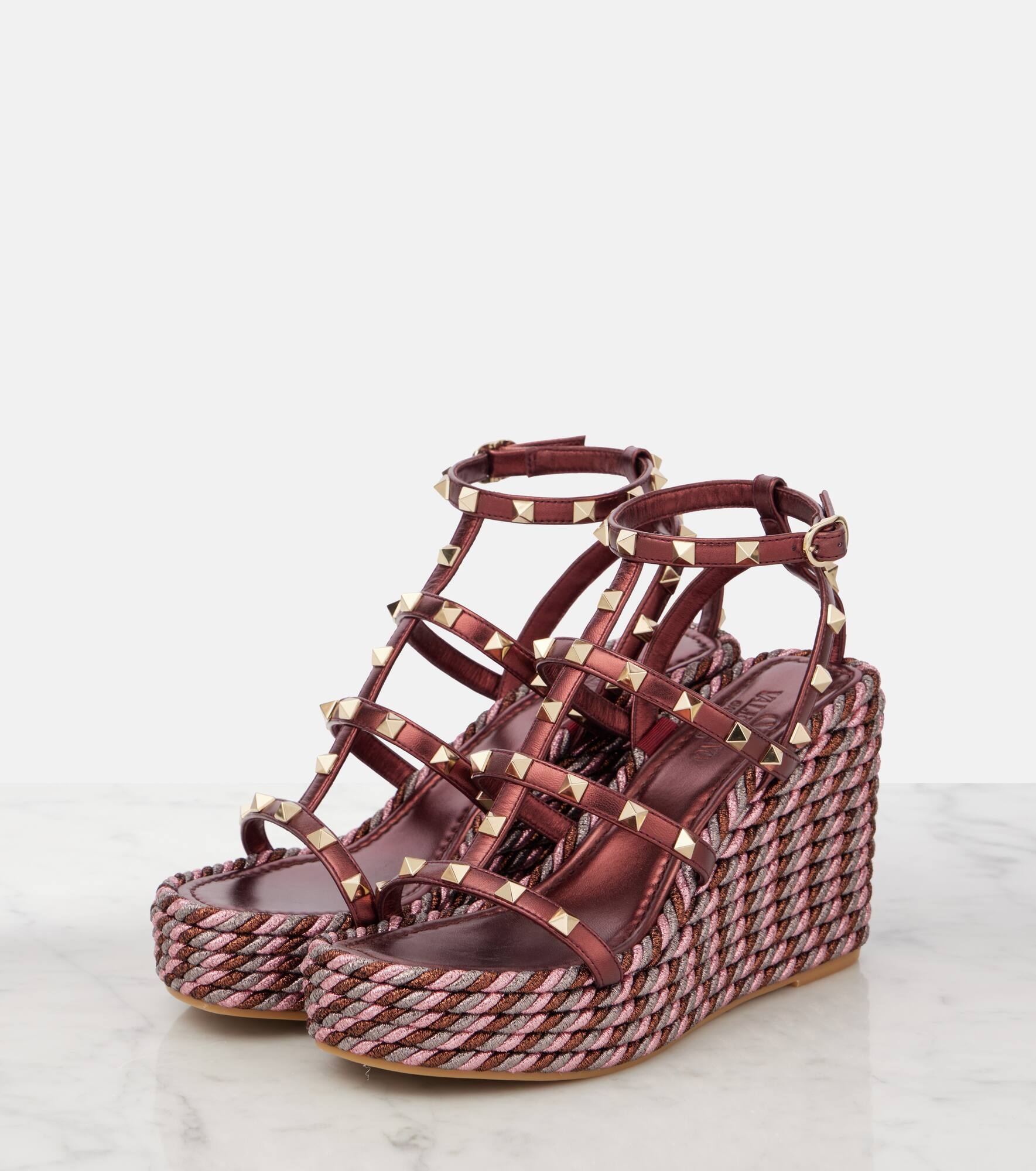 Rockstud 95 leather espadrille wedges - 4