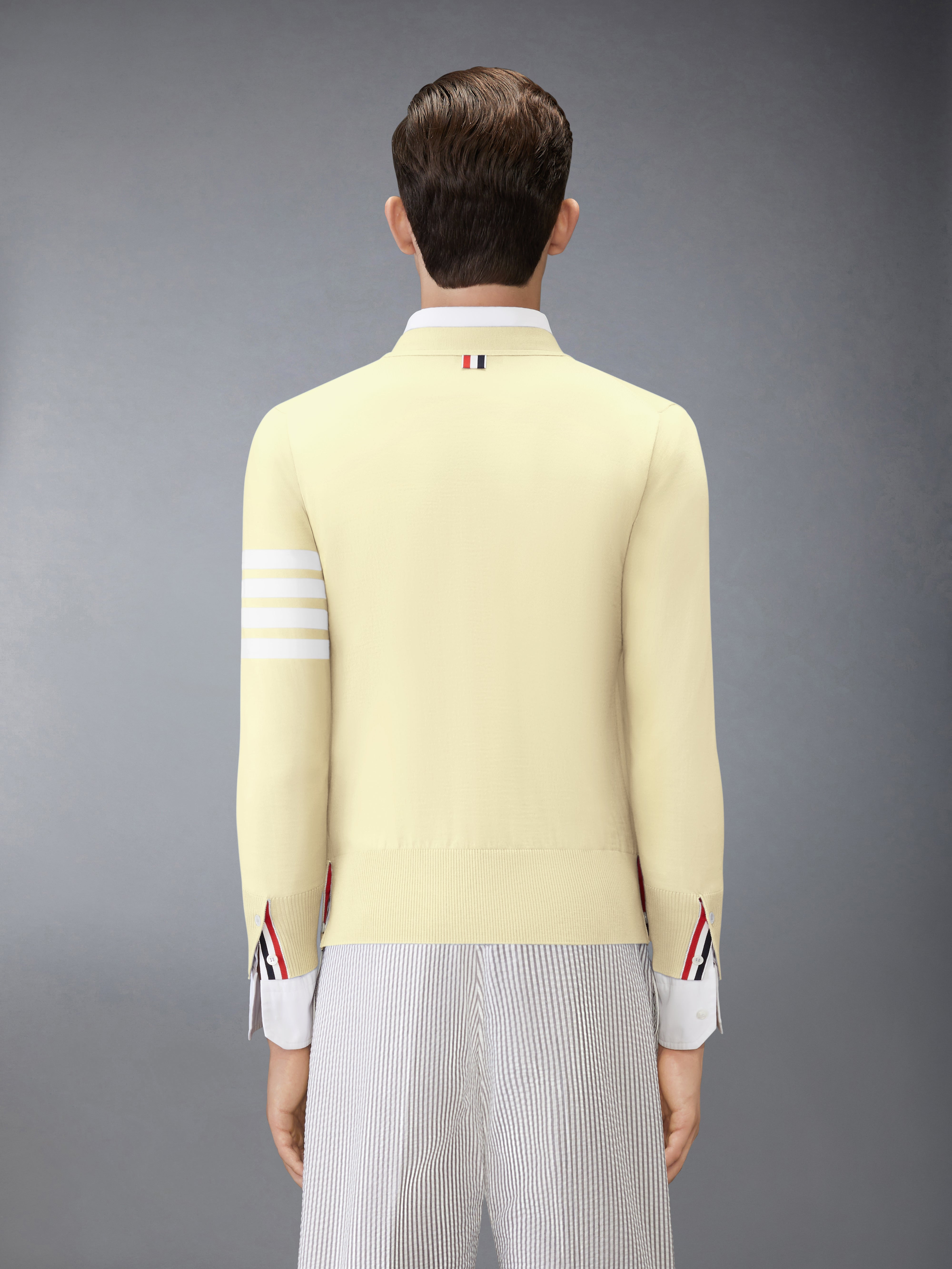MERINO WOOL 4-BAR CLASSIC V-NECK CARDIGAN - 3