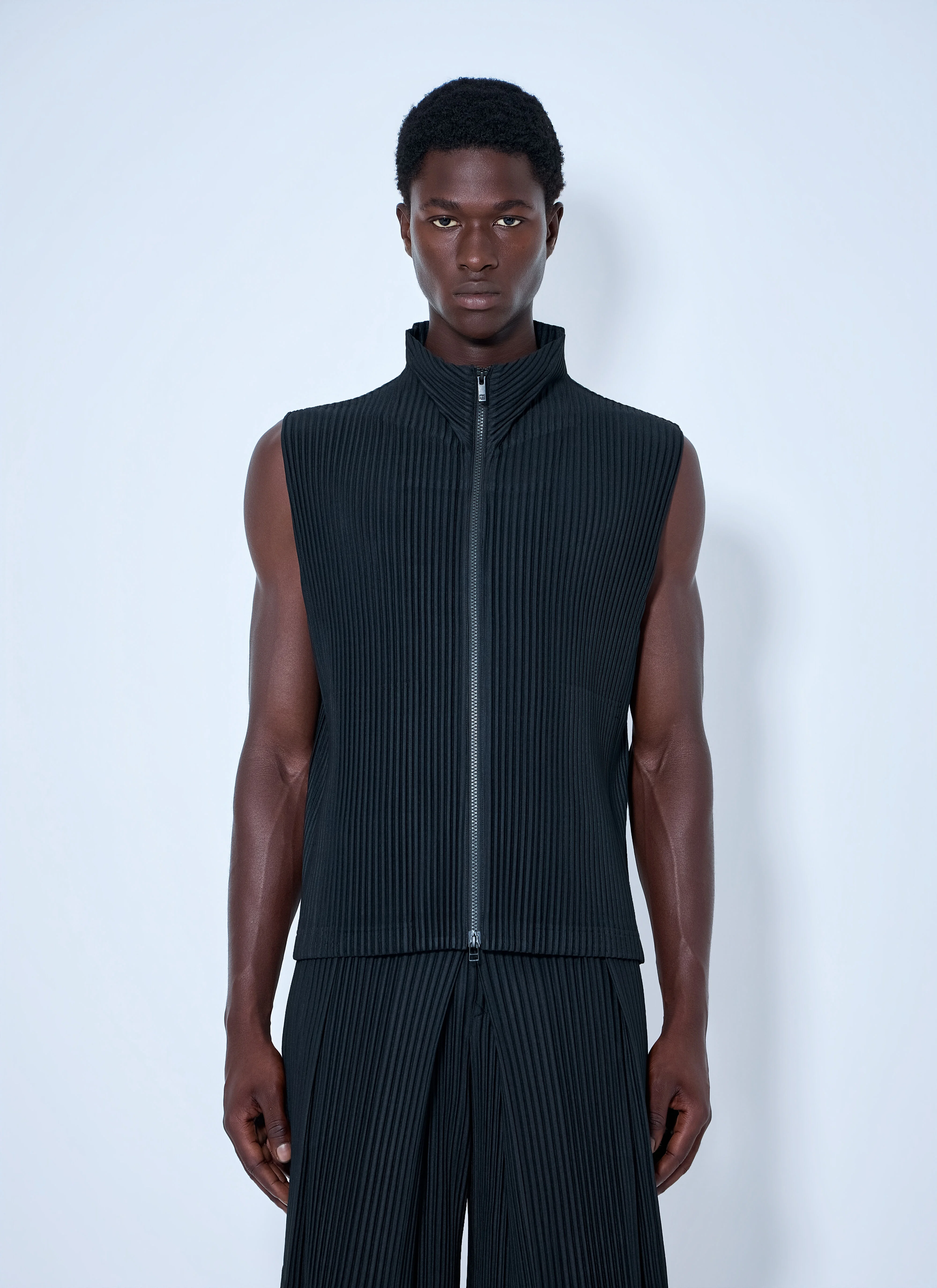 Sleeveless Ribbed Gilet - 1