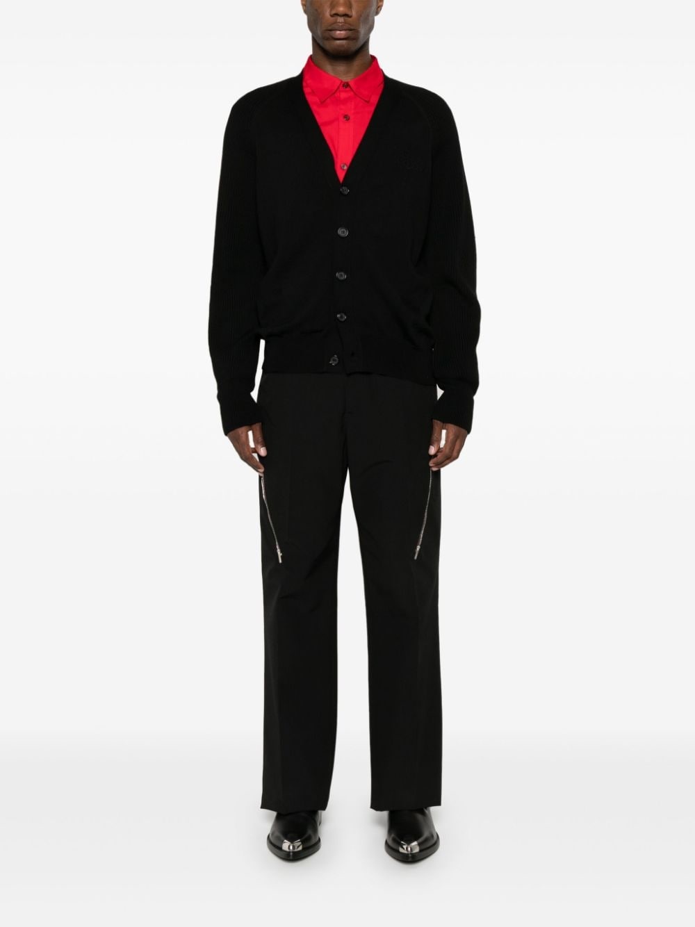 embroidered-logo knitted cardigan - 2