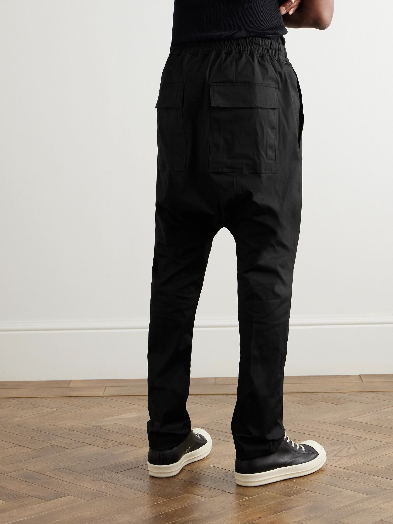 Tapered Cotton-Blend Poplin Trousers Black - 4
