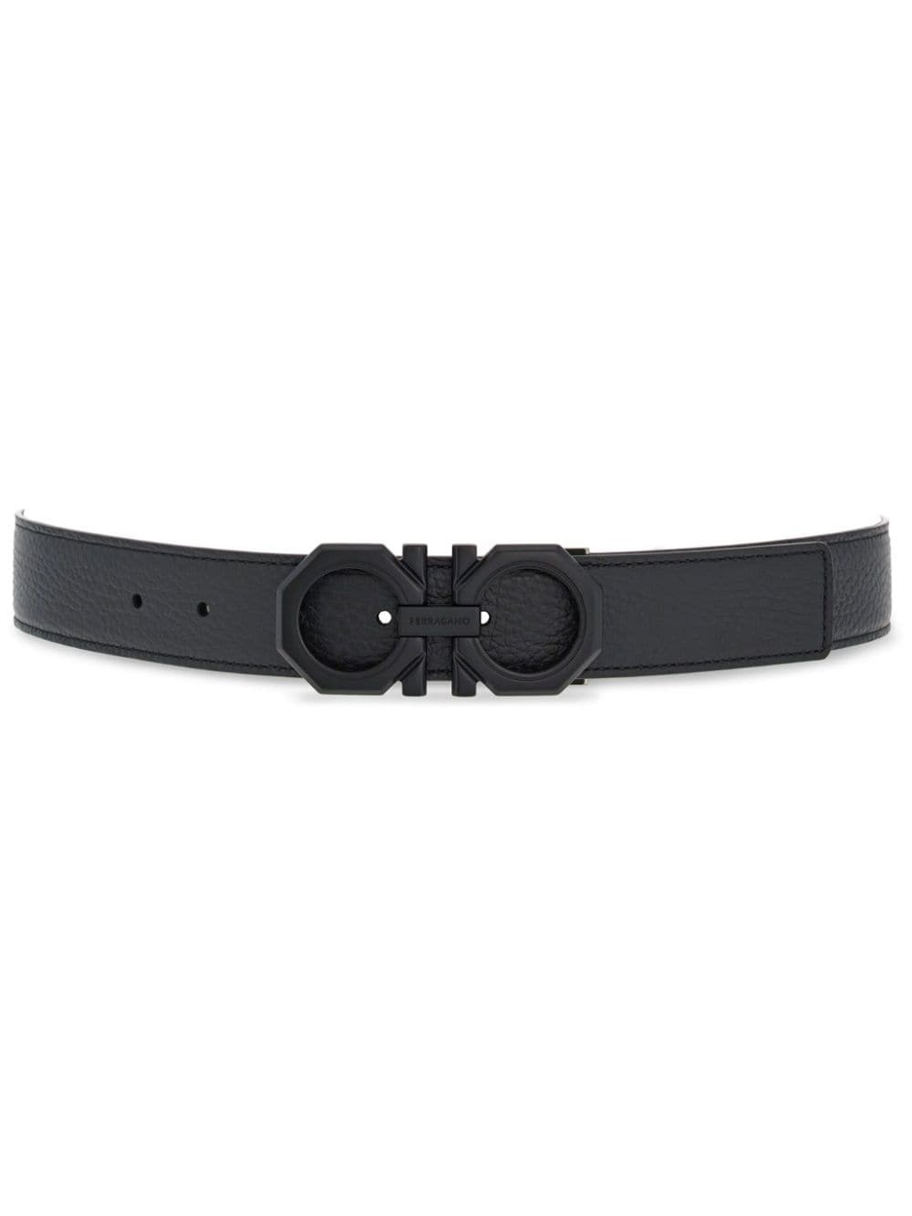 logo-buckle leather belt - 1