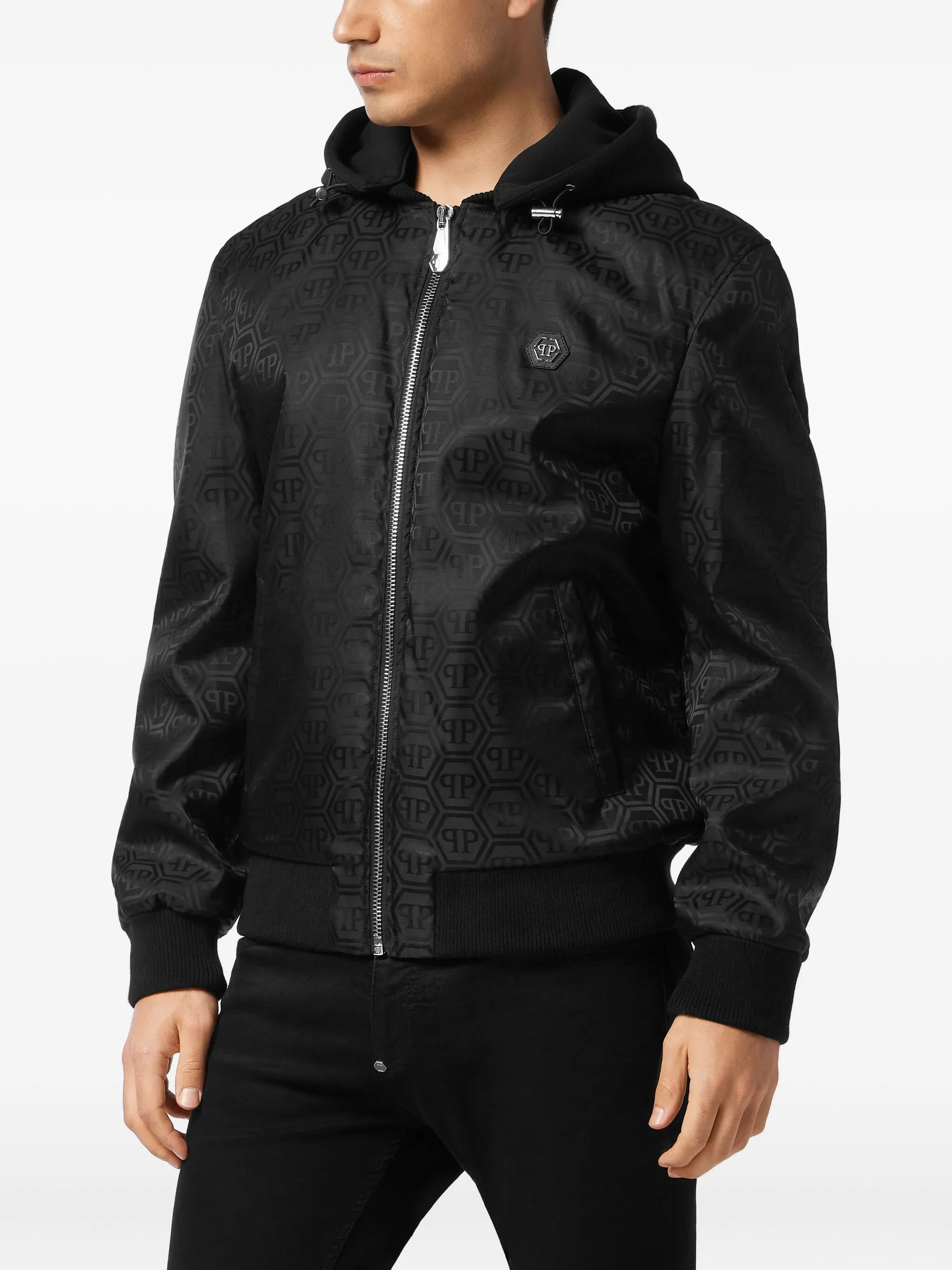 Philipp Plein Logo-pattern Hooded Bomber Jacket - 2