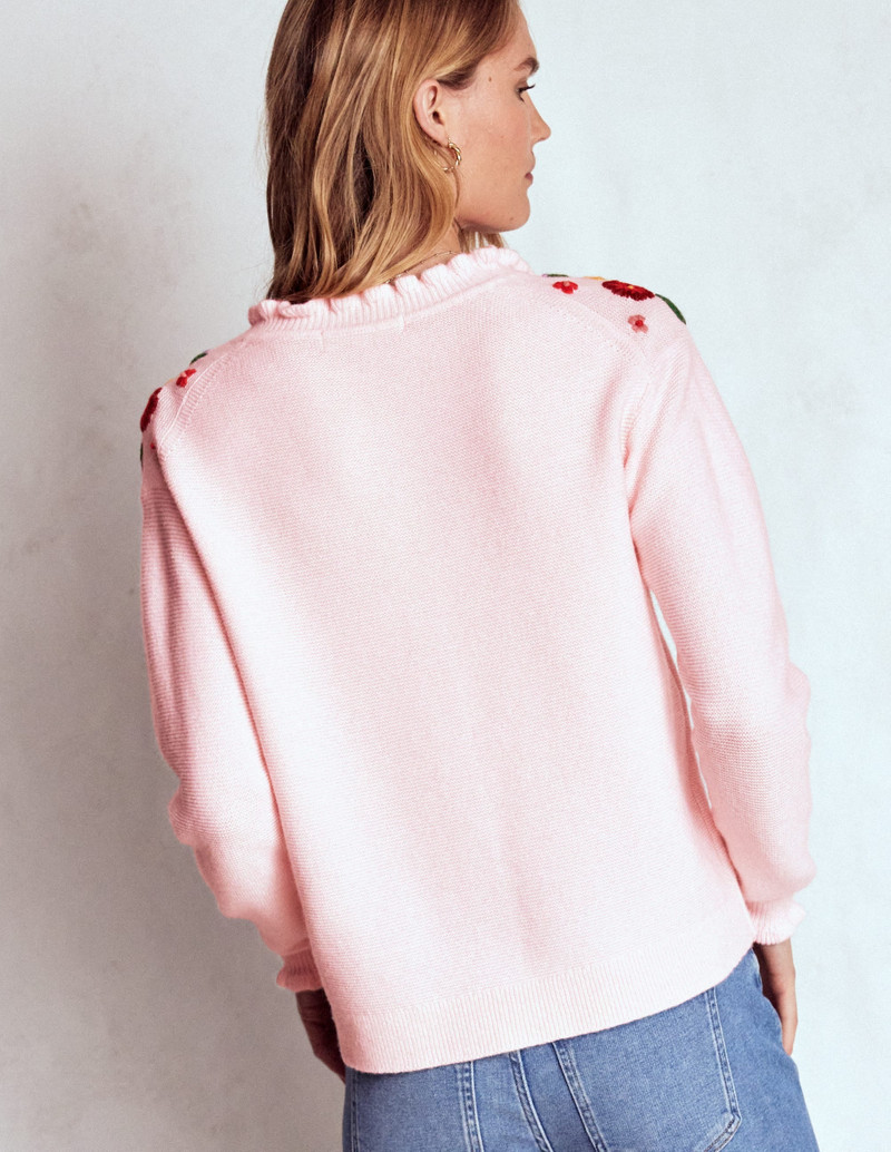 Embroidered Frill Cardigan-Blooming Pink 5
