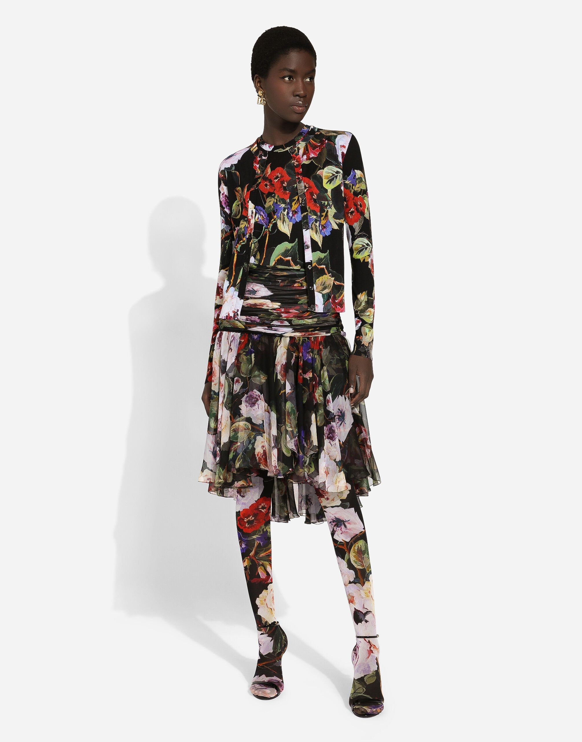 Silk cardigan with rose garden print - 2