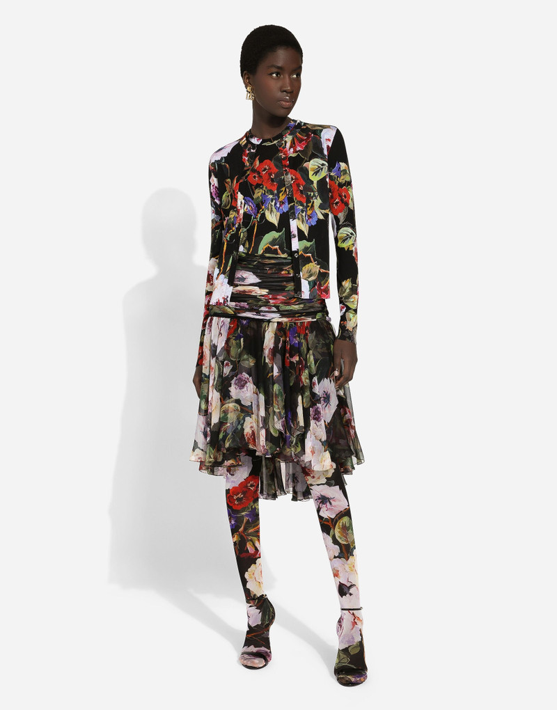 Dolce & Gabbana Silk cardigan with rose garden print outlook