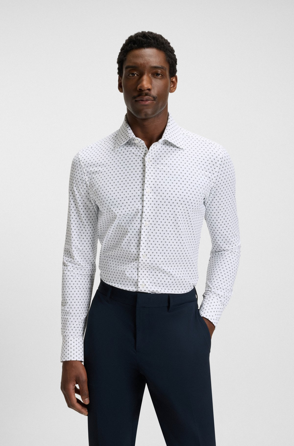 SLIM-FIT SHIRT IN ITALIAN-MADE PERFORMANCE-STRETCH FABRIC - 2